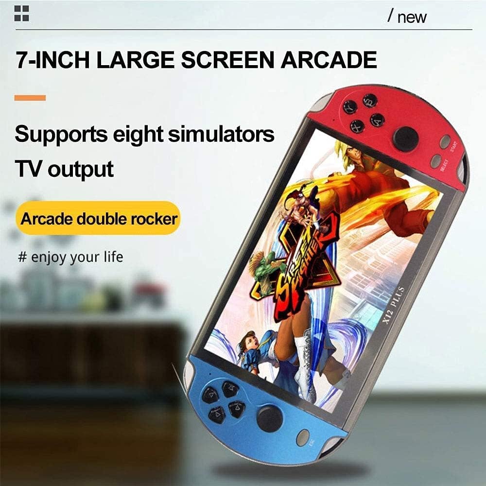 Console di gioco portatile X12 Plus con schermo HD da 7 pollici, 10000+ giochi retro, supporto MP5, Bluetooth 4.2 e WiFi 5G