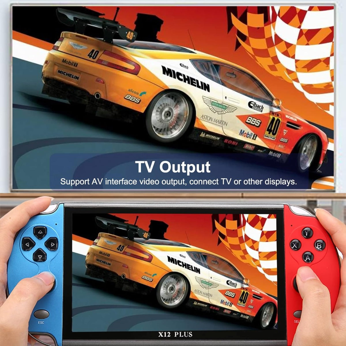 Console di gioco portatile X12 Plus con schermo HD da 7 pollici, 10000+ giochi retro, supporto MP5, Bluetooth 4.2 e WiFi 5G
